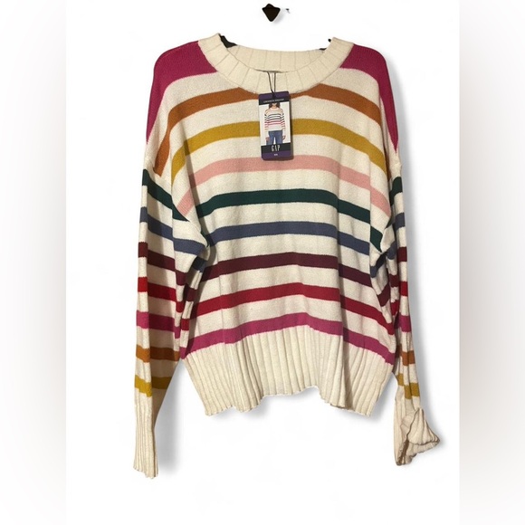 GAP Sweaters - SOLD GAP Women's Colorful Striped Crew Neck Sweater
